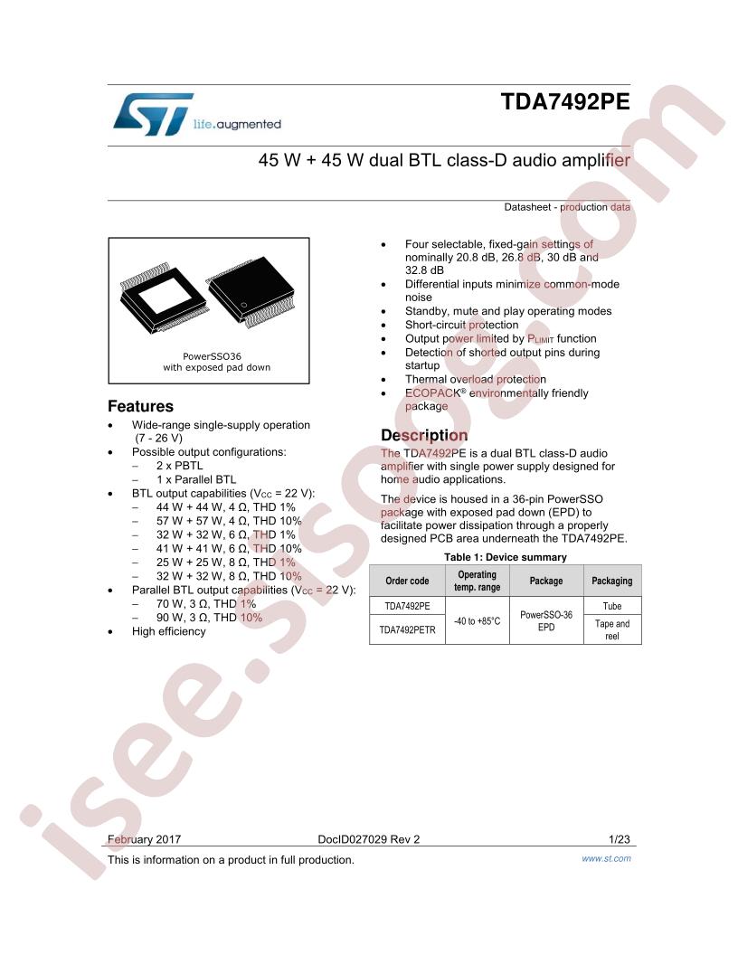 TDA7492PE ~