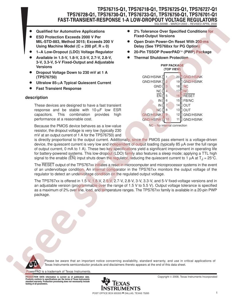 TPS767xx-Q1