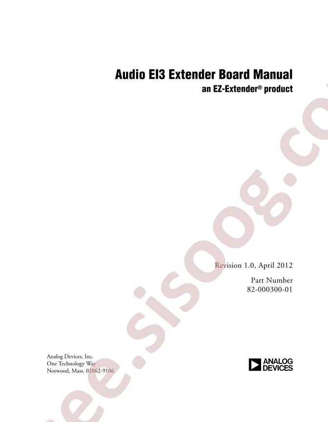 Audio EI3 Extender Brd Manual