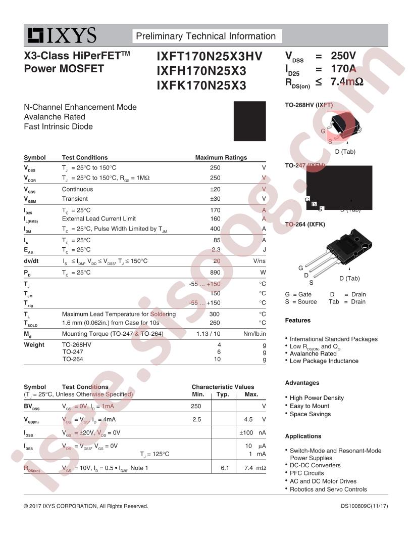 IXFx170N25X3(HV)