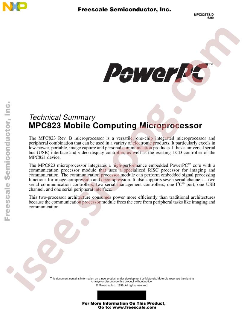 MPC823 Product Brief