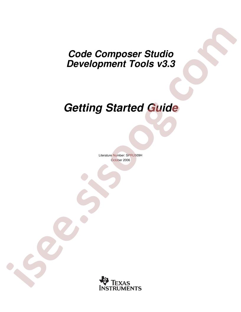CCStudio Getting Started Guide