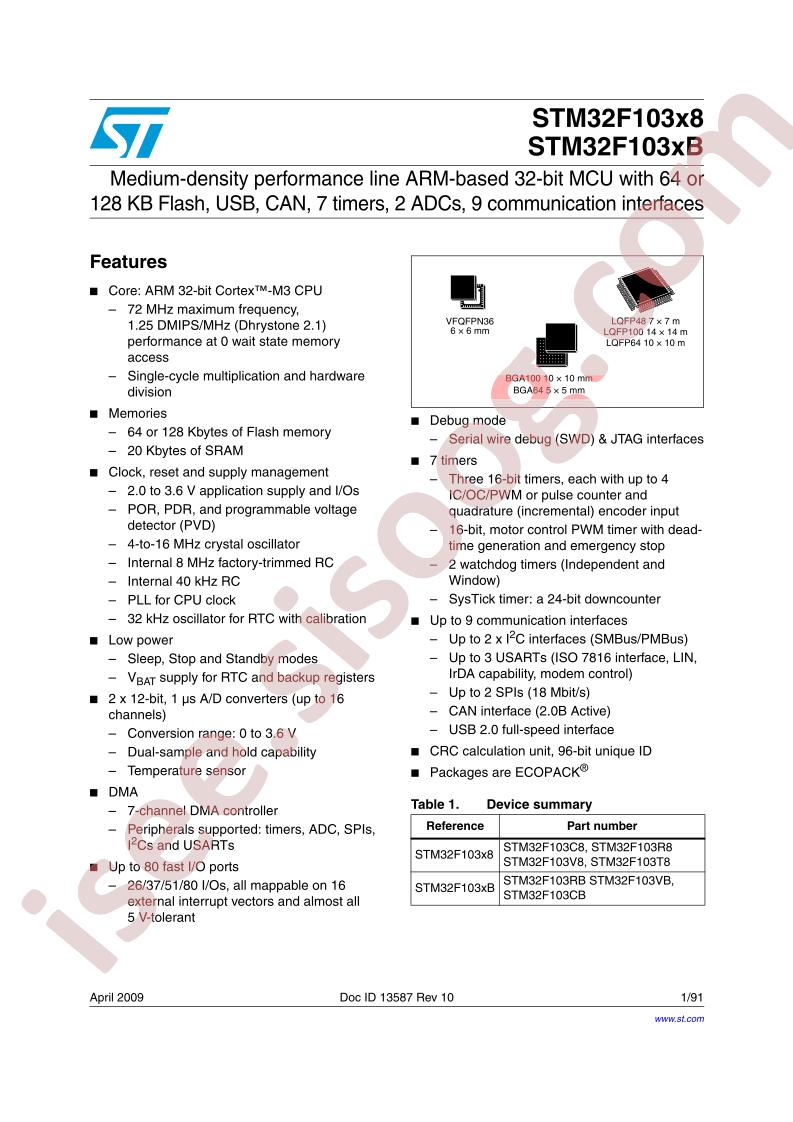 STM32F103x(8,B) Datasheet