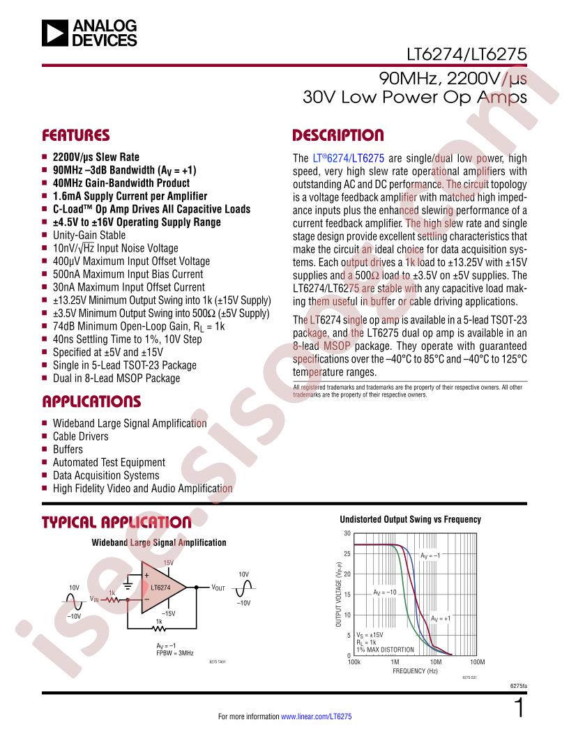 LT6275 Datasheet