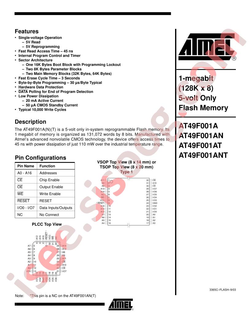 AT49F001A, AN, AT, ANT