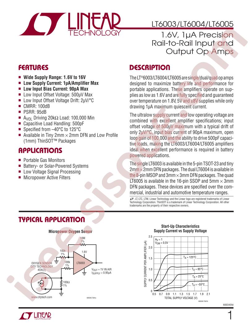 LT6003 - LT6005 Datasheet