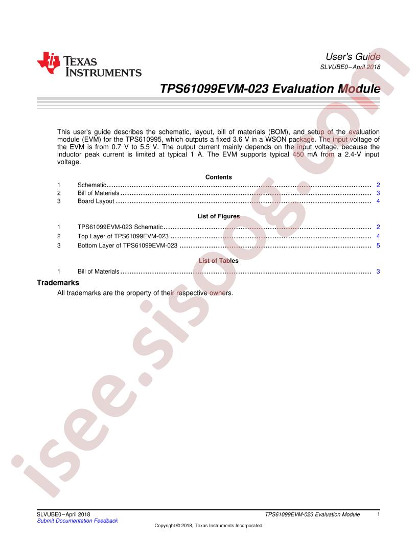 TPS61099EVM-023 User Guide