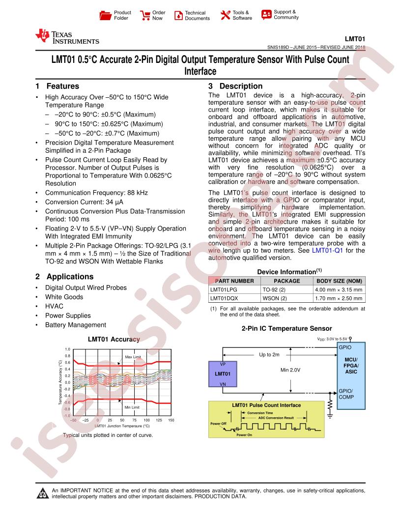 LMT01 Datasheet