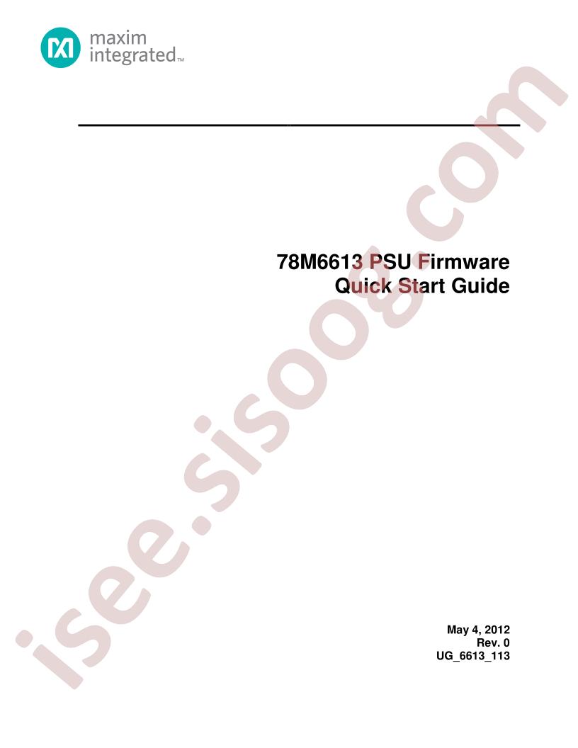 78M6613 PSU Firmware Quick Start Guide