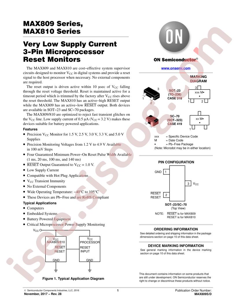 MAX809, MAX810, NCV809 Series