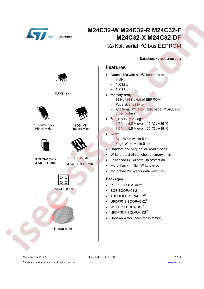 M24C32-(W,R,F,X,DF) Datasheet