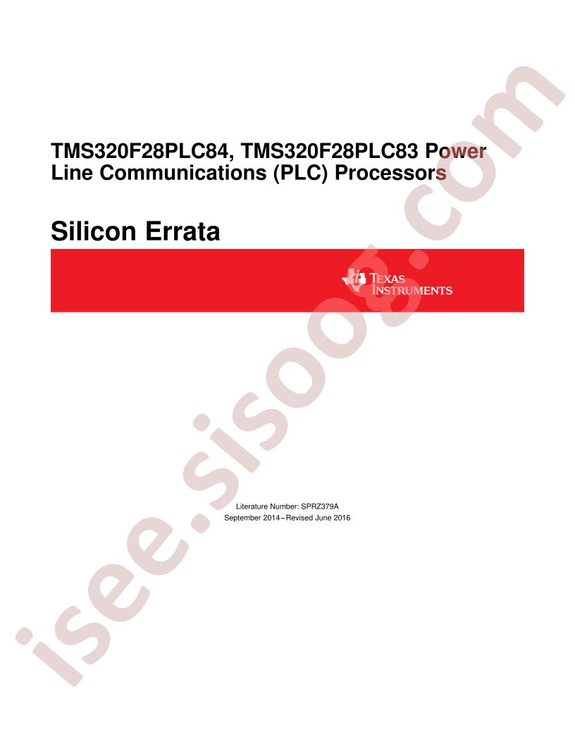 TMS320F28PLC83, 84 Errata
