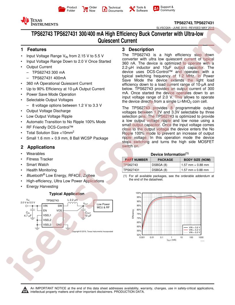 TPS62743(1) Datasheet