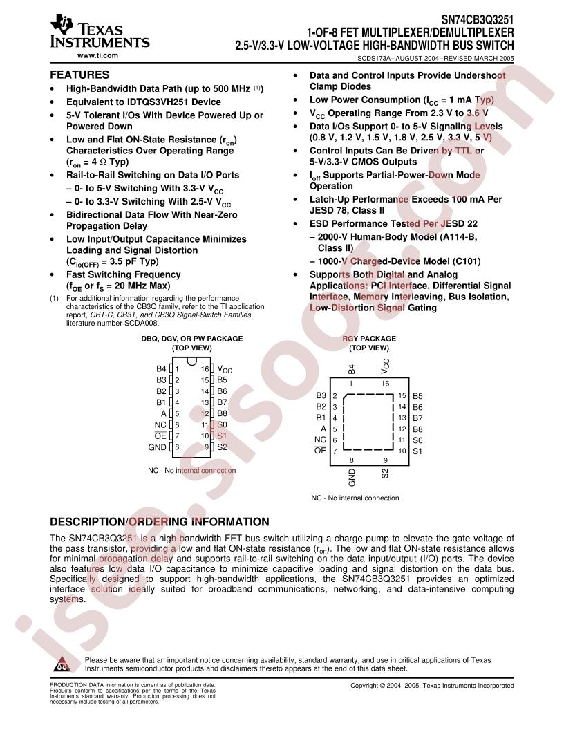 SN74CB3Q3251 Datasheet