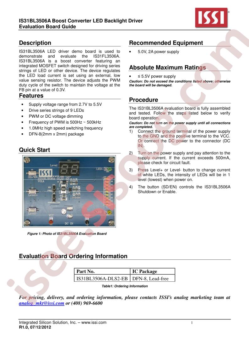 IS31BL3506A Eval Brd Guide