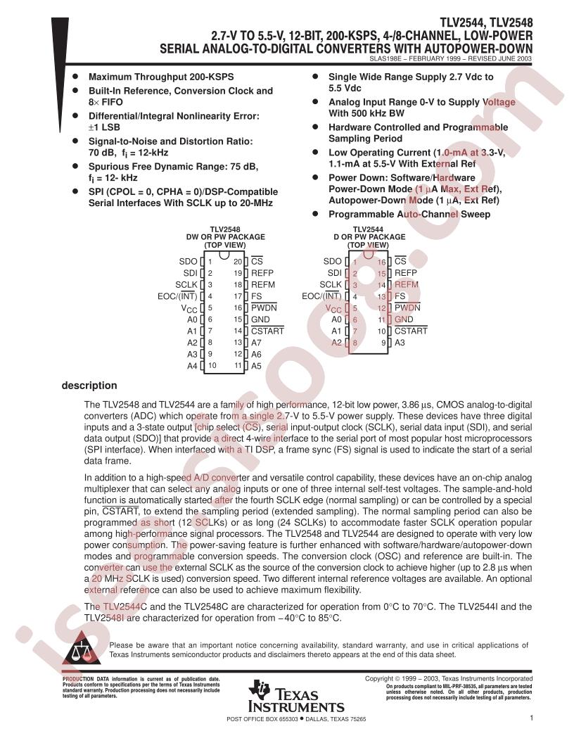 TLV2544, TLV2548 Datasheet