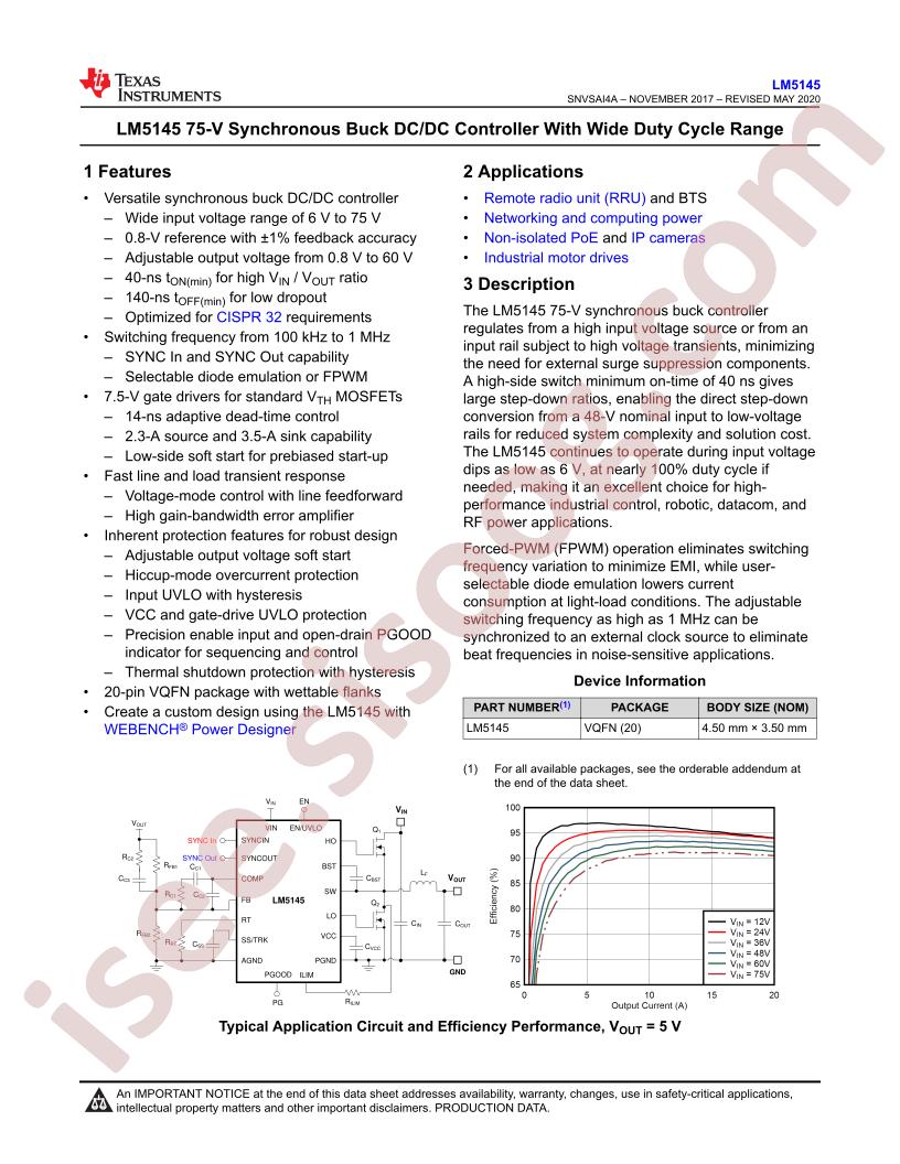 LM5145 Datasheet