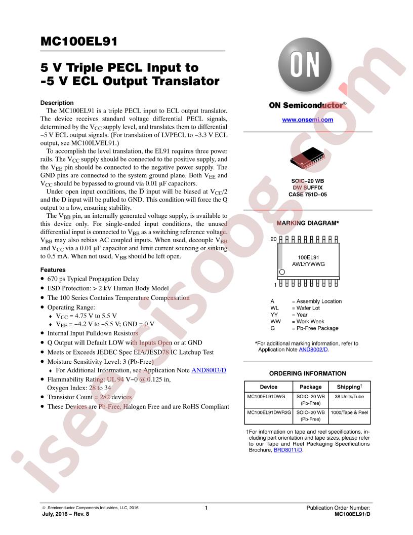 MC100EL91 Series