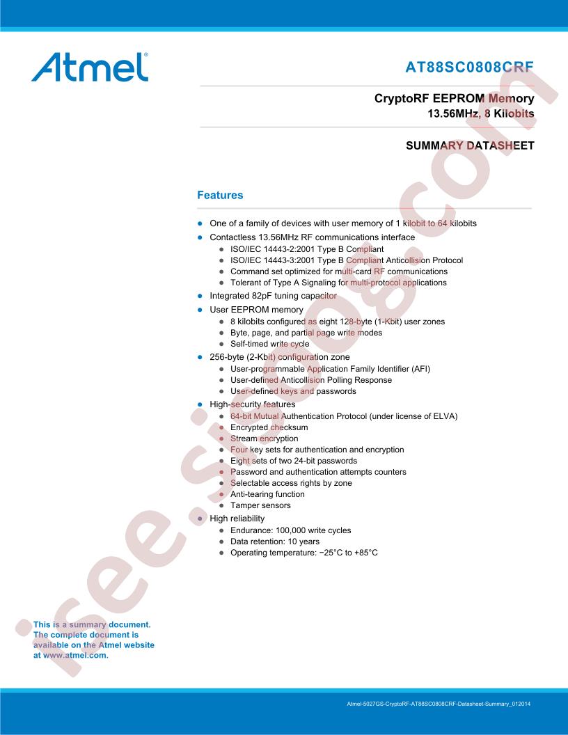 AT88SC0808CRF Summary