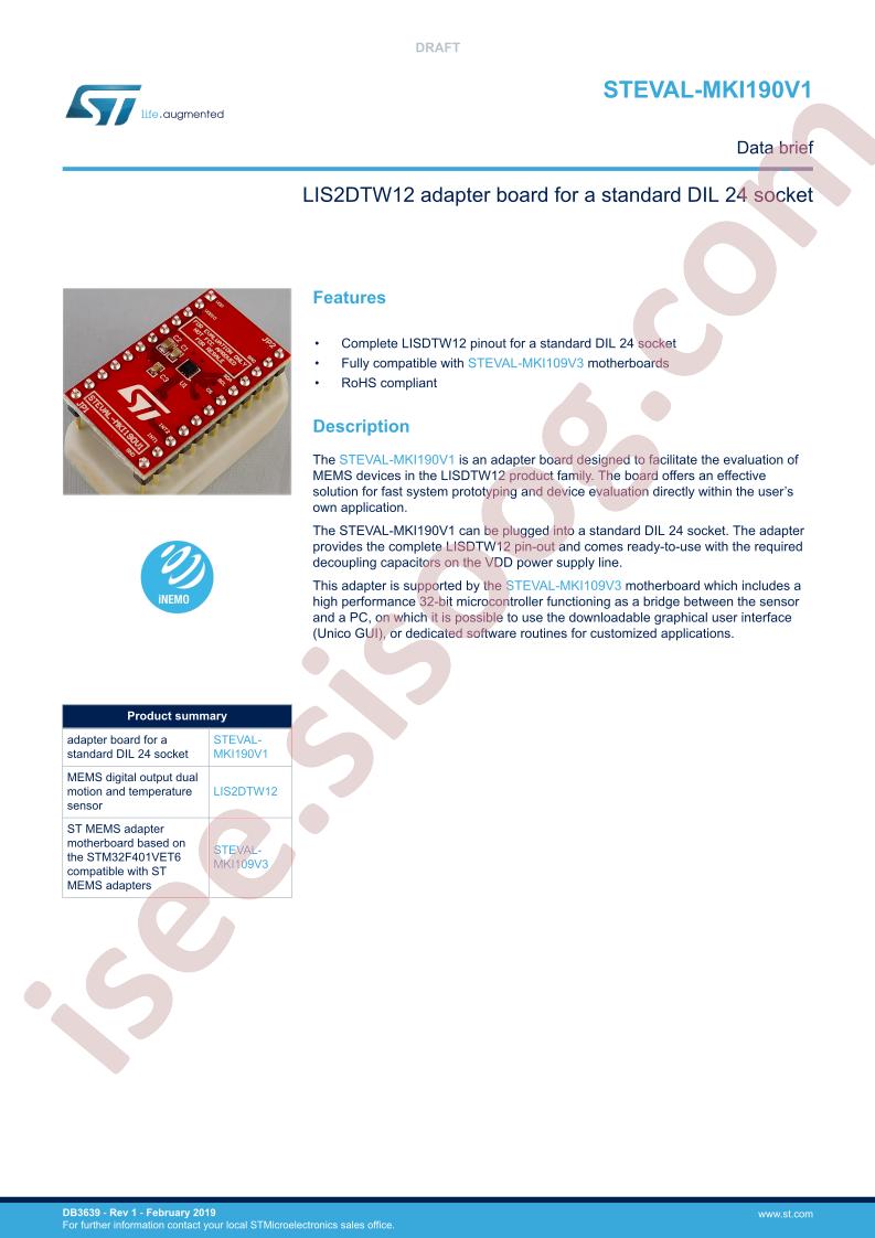 STEVAL-MKI190V1 Data Brief