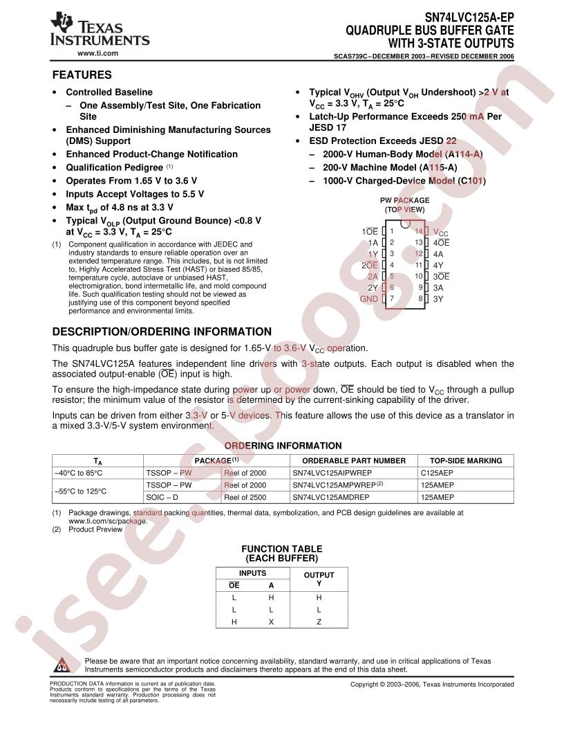SN74LVC125A-EP