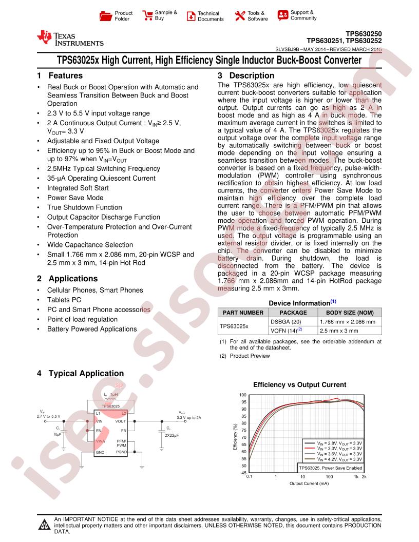 TPS63025x Datasheet