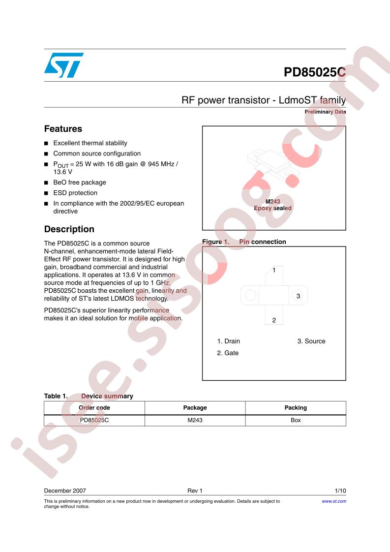PD85025C Preliminary ~