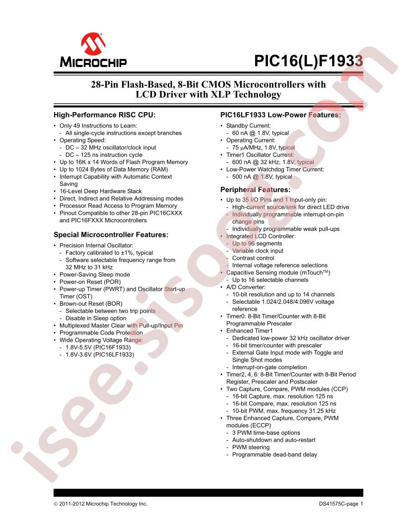 PIC16(L)F1933 Datasheet