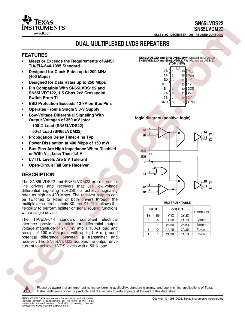 SN65LVDS/DM22