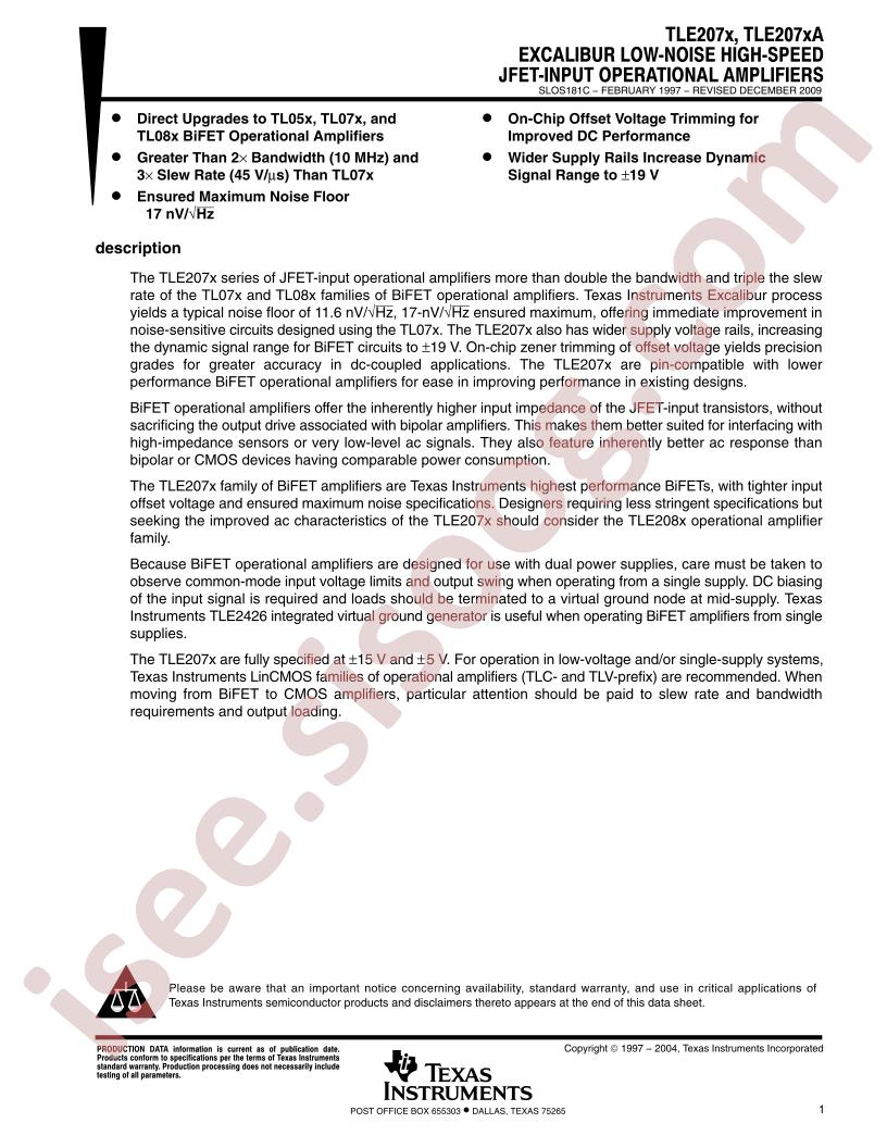 TLE207x, TLE207xA Datasheet