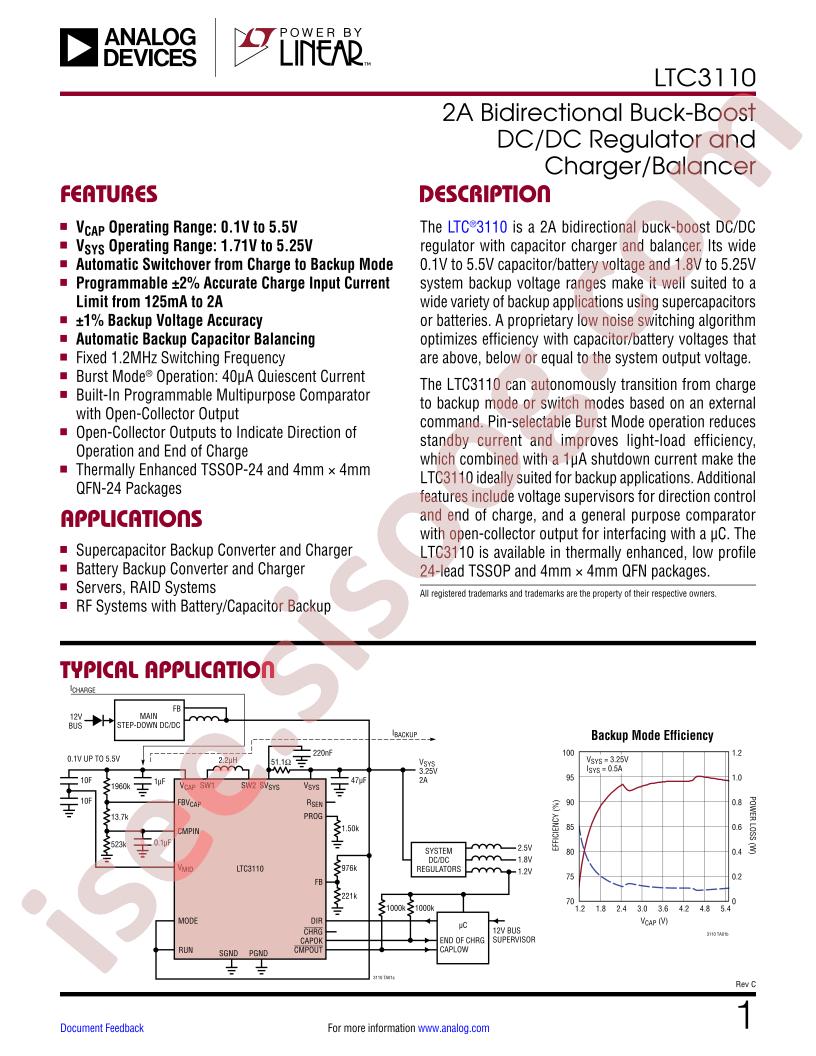 LTC3110 Datasheet