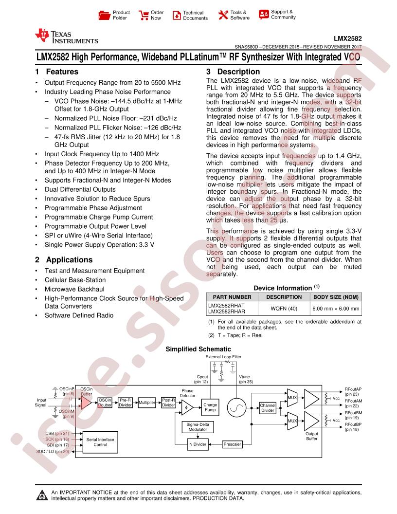 LMX2582 Datasheet