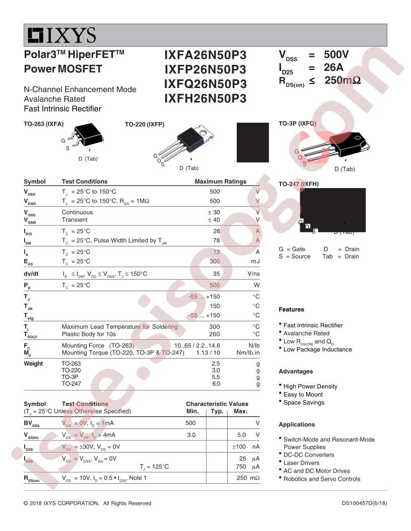 IXFx26N50P3