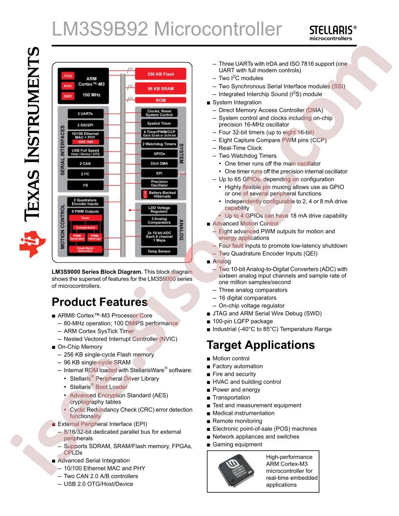 LM3S9B92 Prod Brief