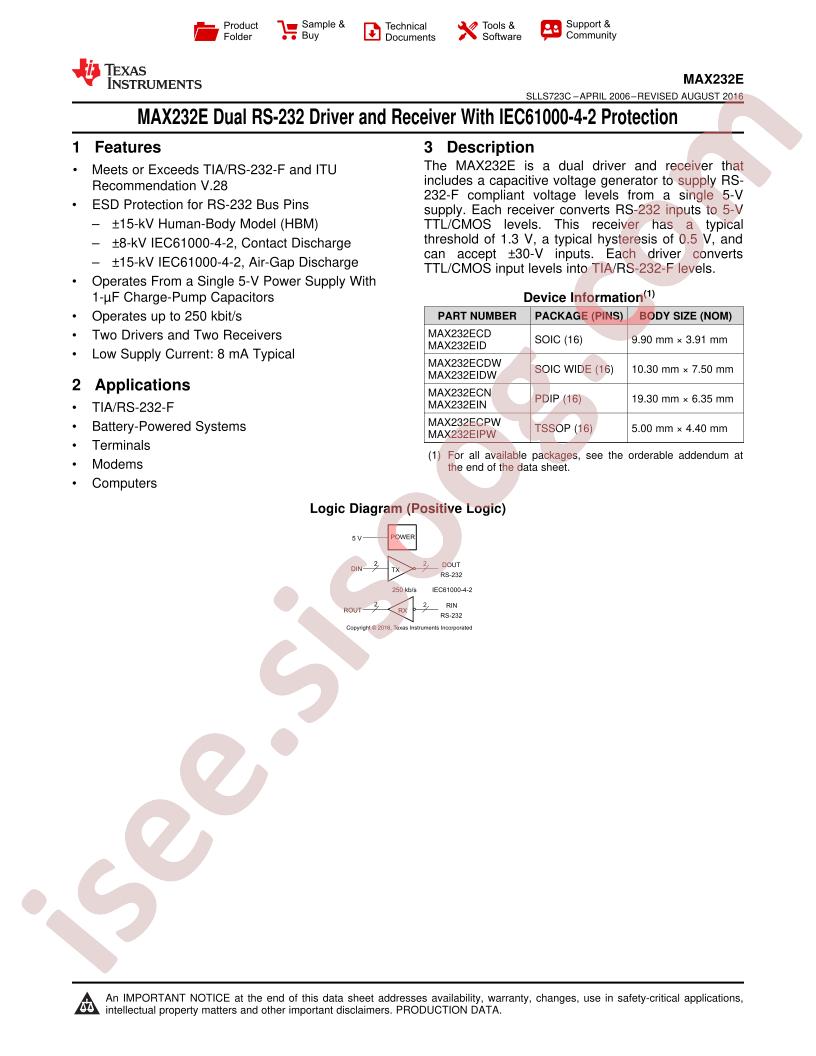 MAX232E Datasheet