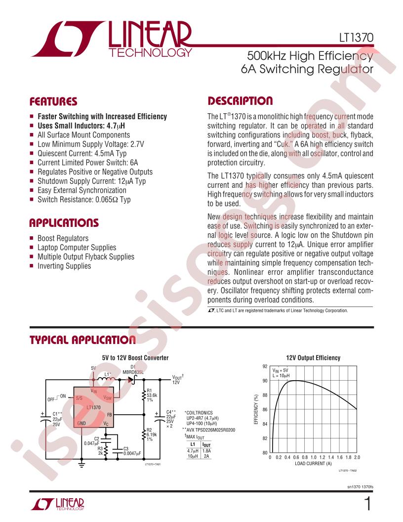 LT1370 Datasheet
