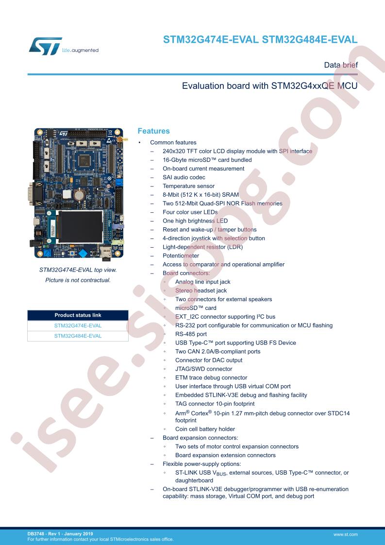 STM32G474E-EVAL Data Brief