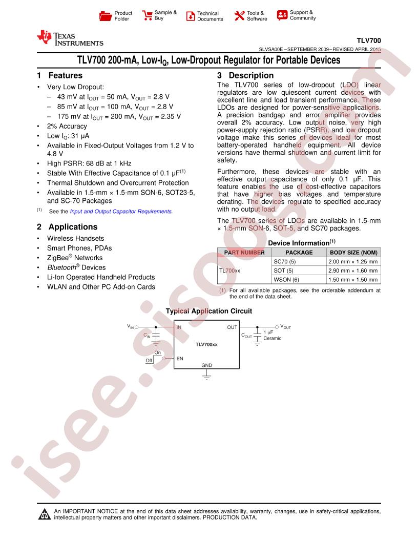 TLV700xx Datasheet