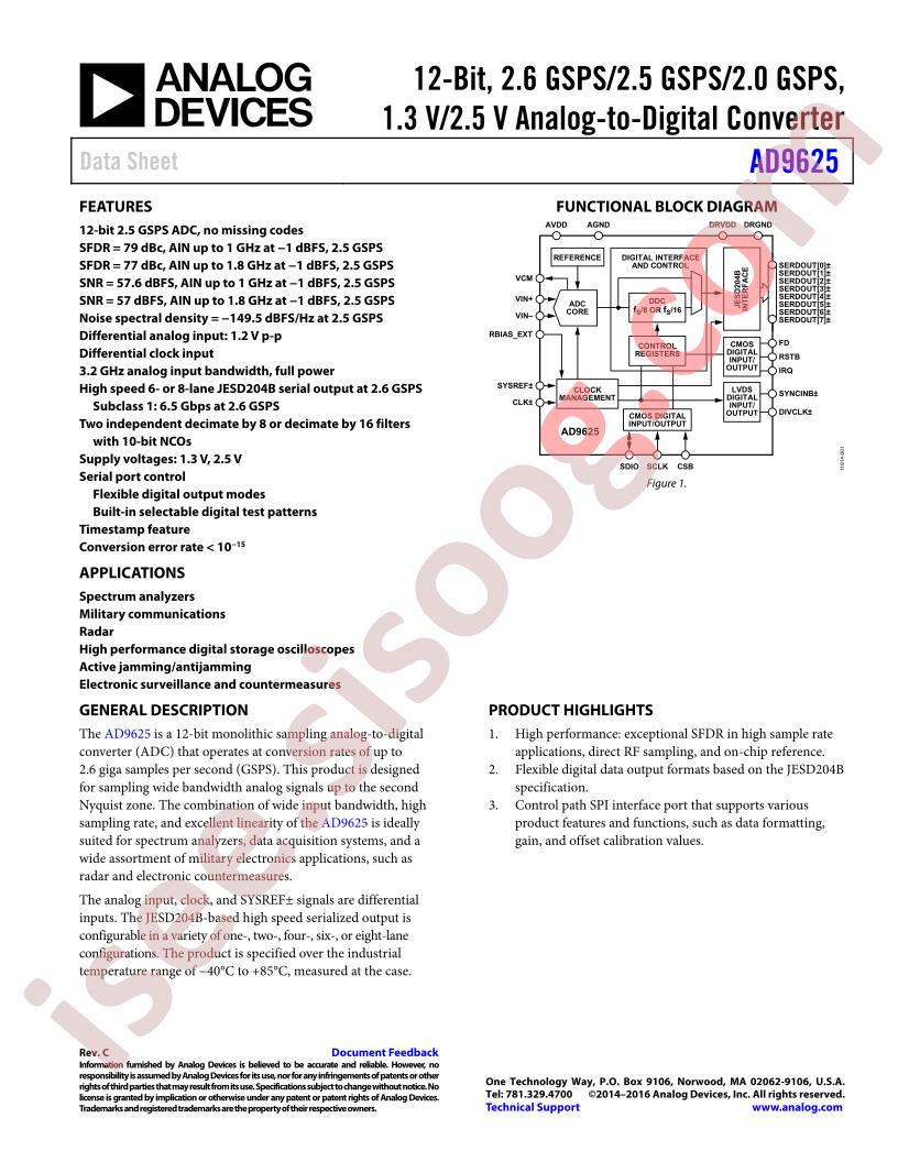 AD9625 Datasheet