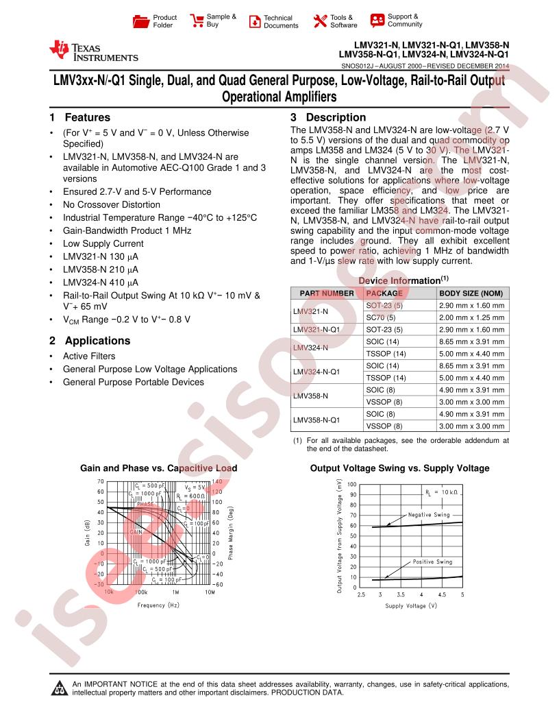 LMV321, 358, 324 Datasheet