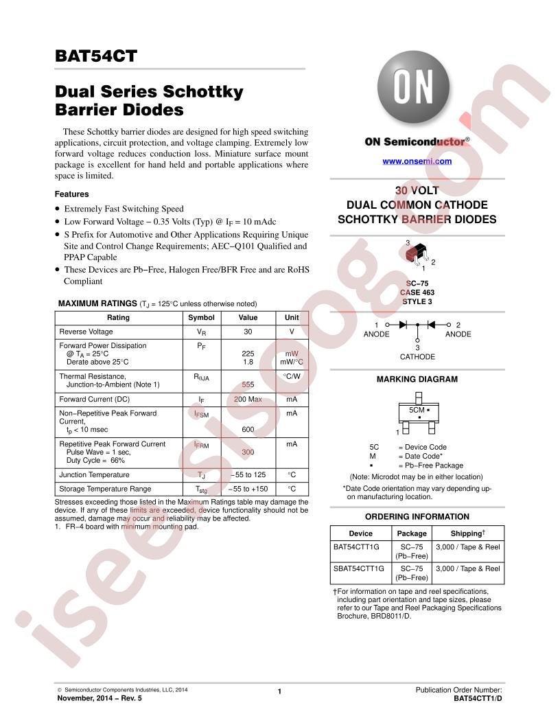 BAT54CTT1 Datasheet