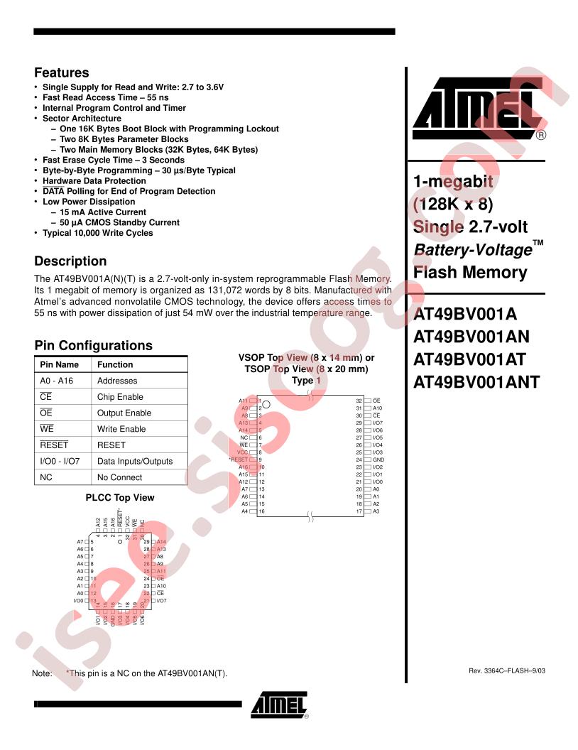 AT49BV001A,AN,AT,ANT