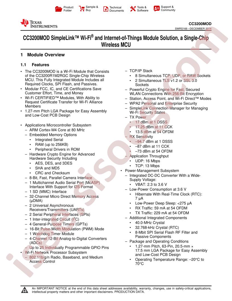 CC3200MOD Datasheet