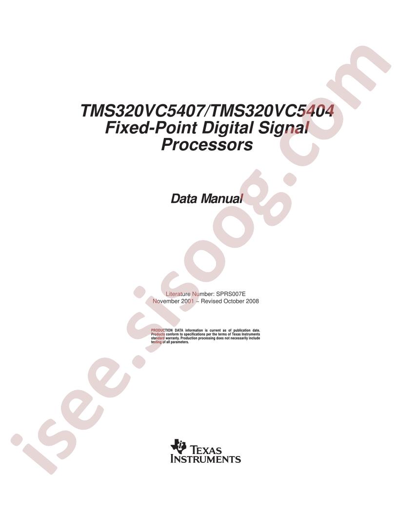 TMS320VC5404/07 Data Manual