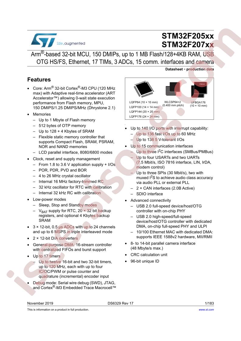 STM32F205,207xx Datasheet