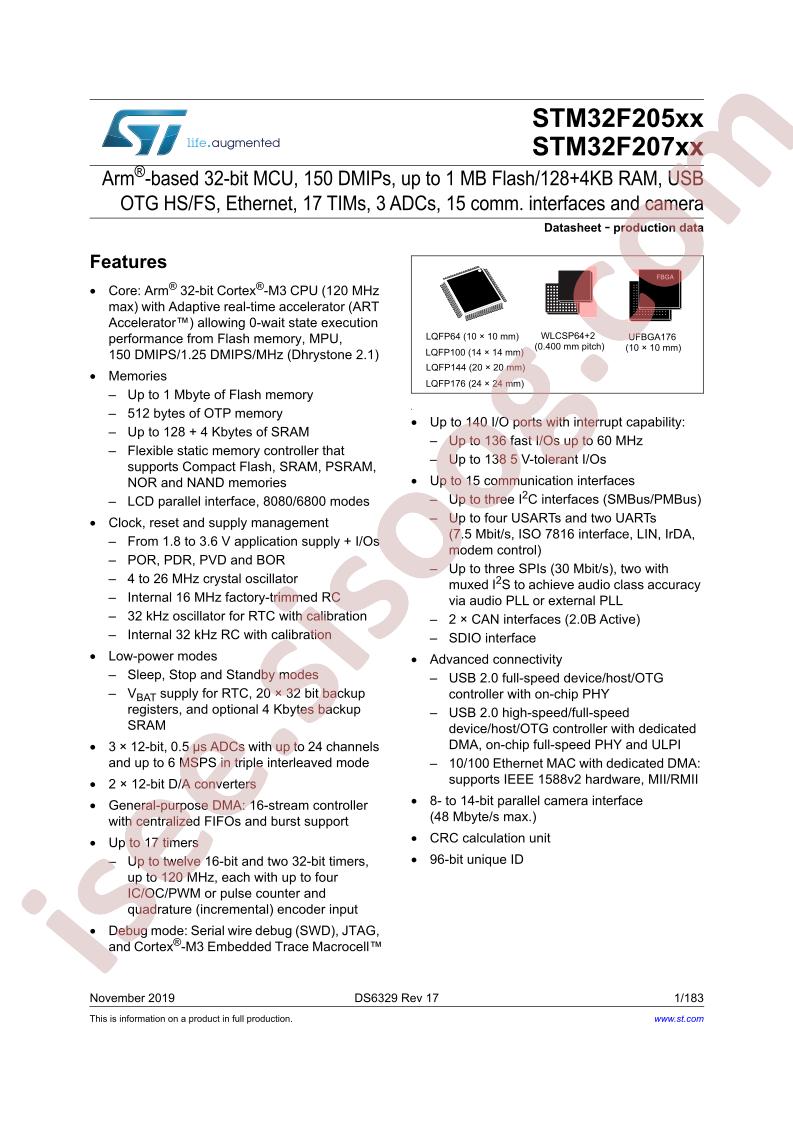 STM32F205,207xx Datasheet