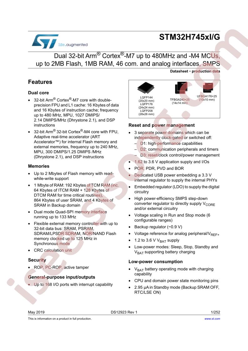 STM32H745x(I, G) Datasheet