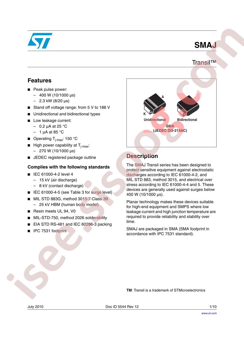 SMAJ Datasheet