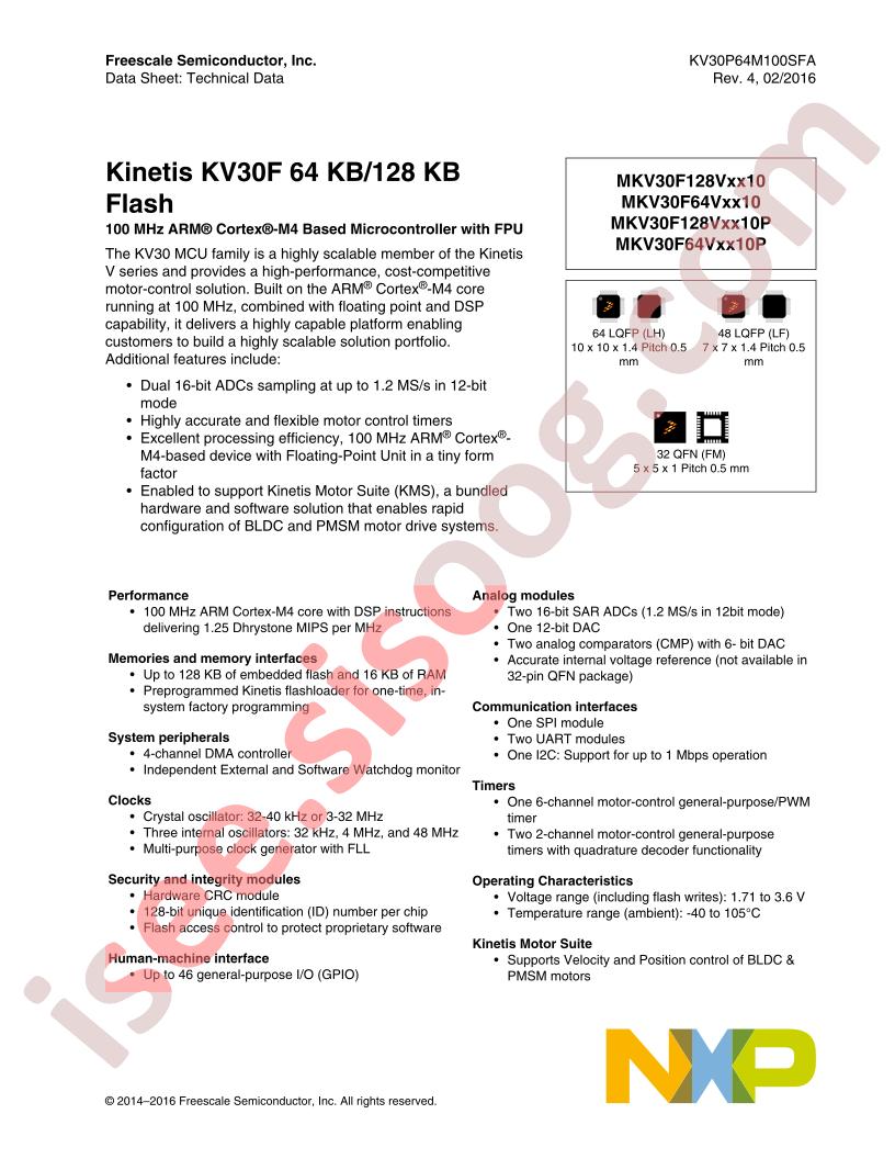 MKV30F64Vxx10,128Vxx10 Datasheet
