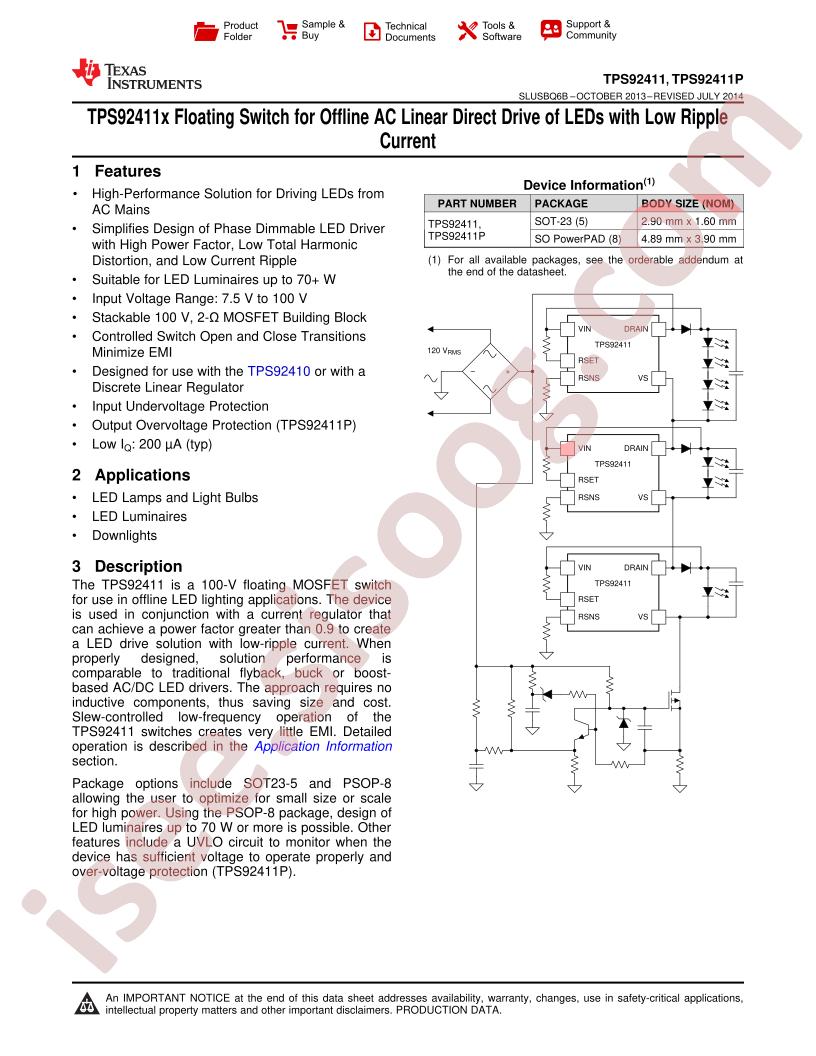 TPS92411(P) Datasheet